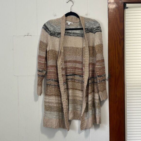 Westport Beige BOHO Striped Duster Cardigan Size 1X - Picture 1 of 4
